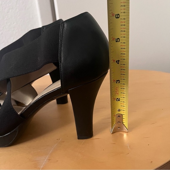 Naturalized Black High Heel Sandal Stretchy Strappy Pump 3.5 inch heel 10 - Picture 10 of 11
